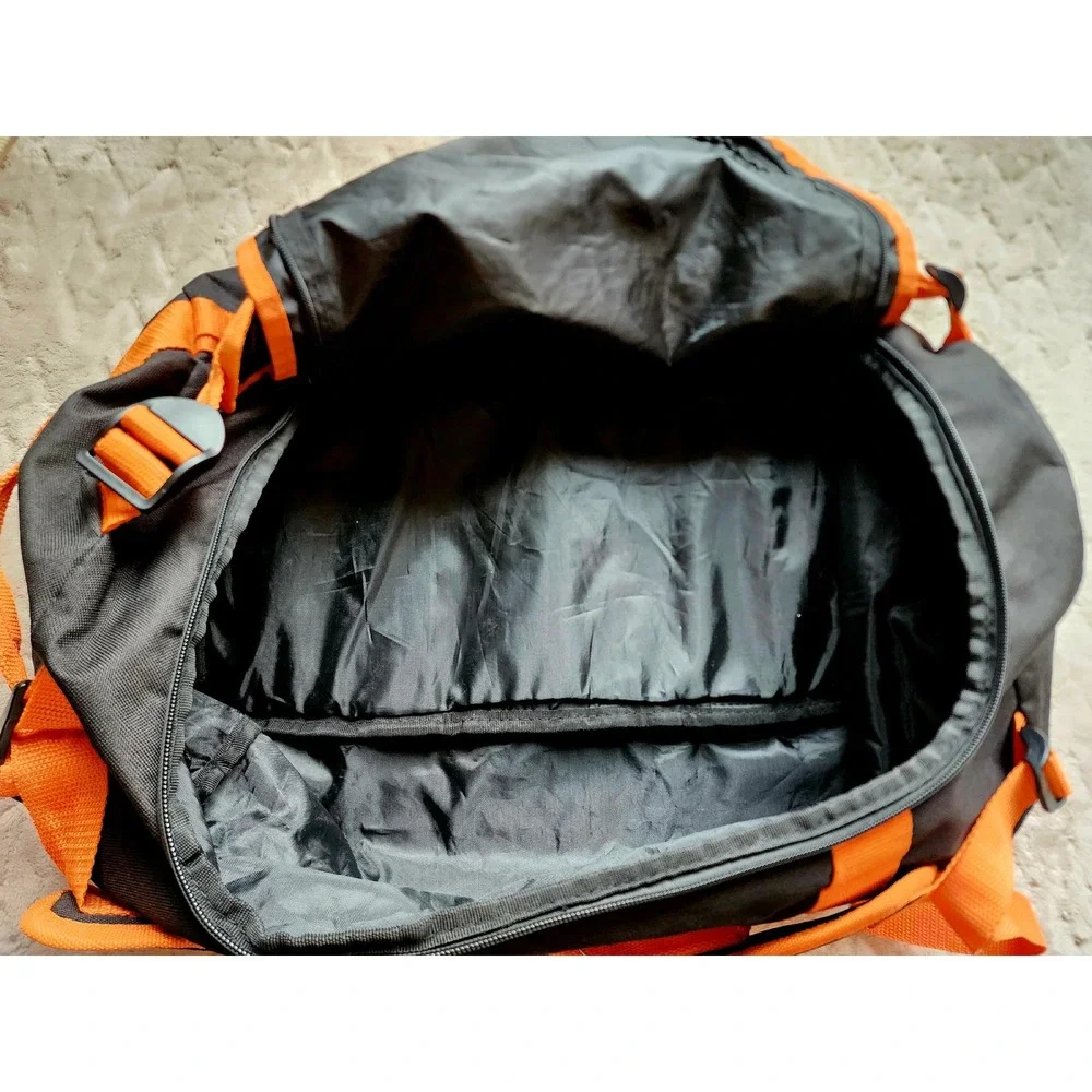 Harley-Davidson Black Orange Canvas Duffel Backpack Convertible Gear Bag